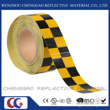 Ruban de signalisation de sécurité réfléchissants PVC jaune et noir Chequer (C3500-G)